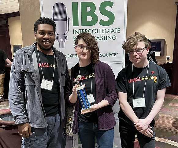 Jalen Walker-Wright, Aliena Abernathy and Aden Adams with UMSL Radio at the IBS Awards.