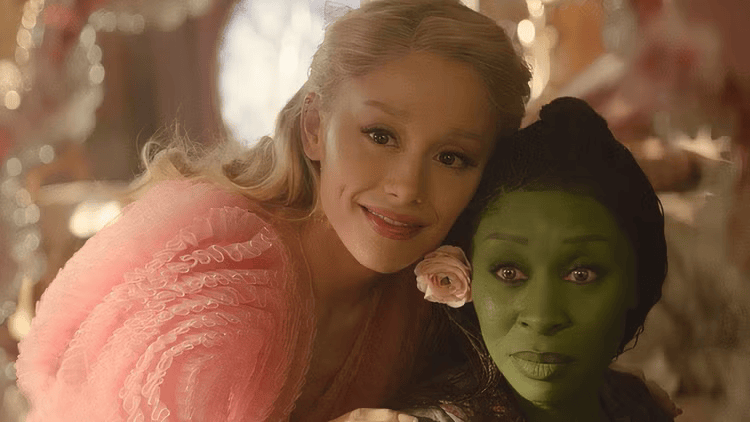 Ariana Grande (Glinda) and Cynthia Erivo (Elphaba) in "Wicked" via Universal