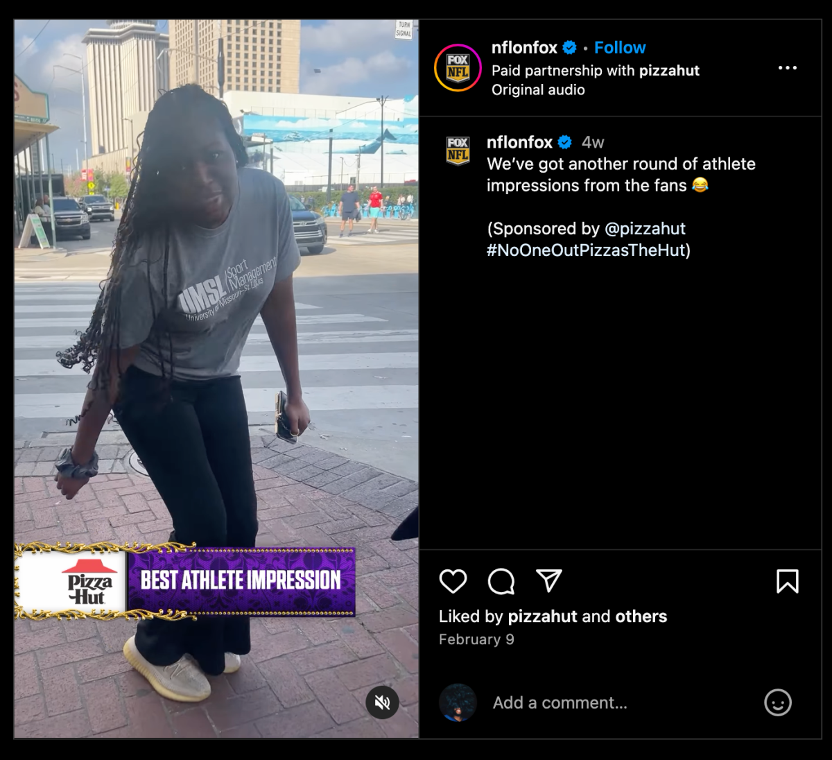 screenshot of NFL instagram post featuring Lauryn