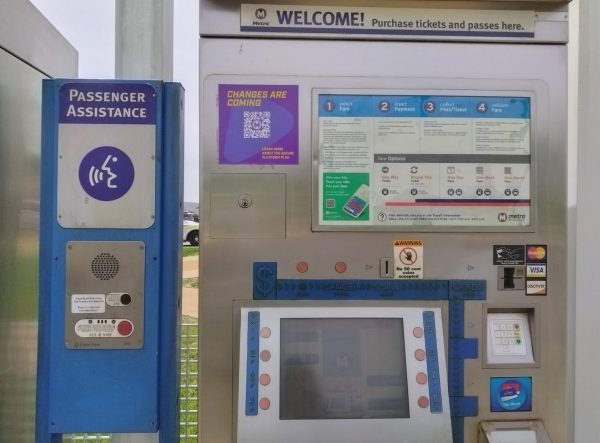 Metrolink ticket vending machine and passenger assistance intercom
